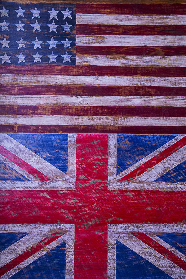Two Flags American and British Photograph by Garry Gay
