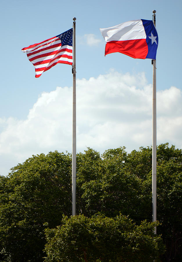 Two Flags in Texas Photograph by Connie Fox