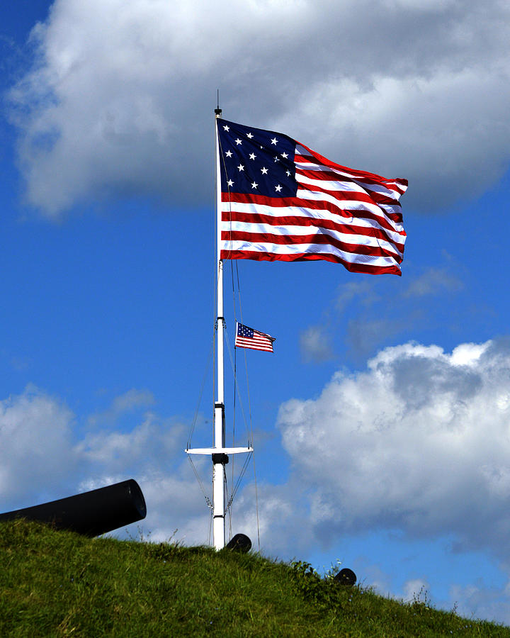 Two Flags over Fort McHenry Photograph by Bill Swartwout