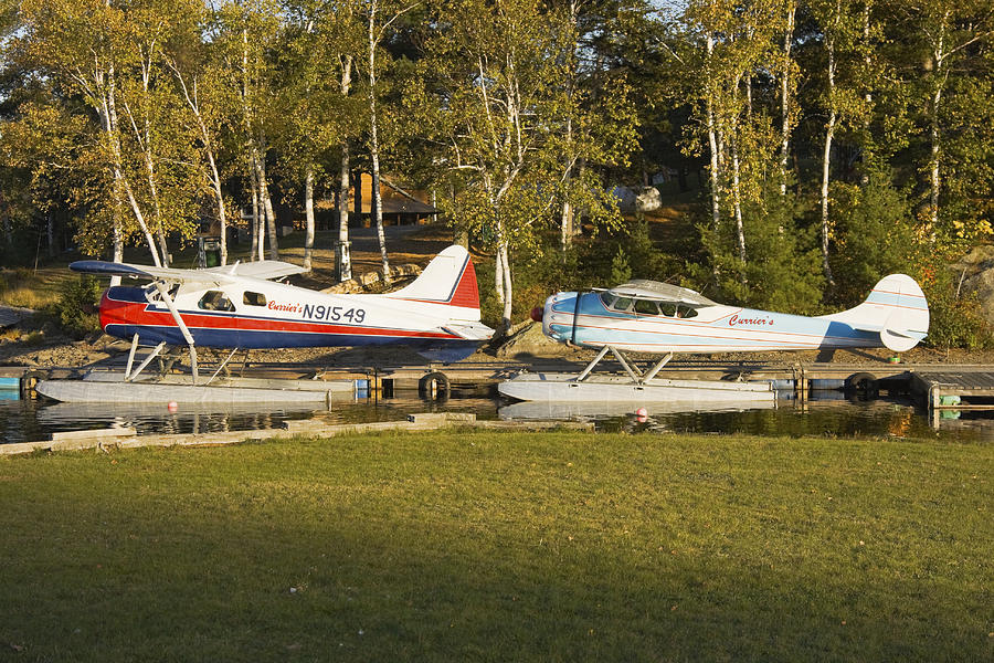Two Float Planes On Moosehead Lake Near Greenville Maine  Photograph by Keith Webber Jr