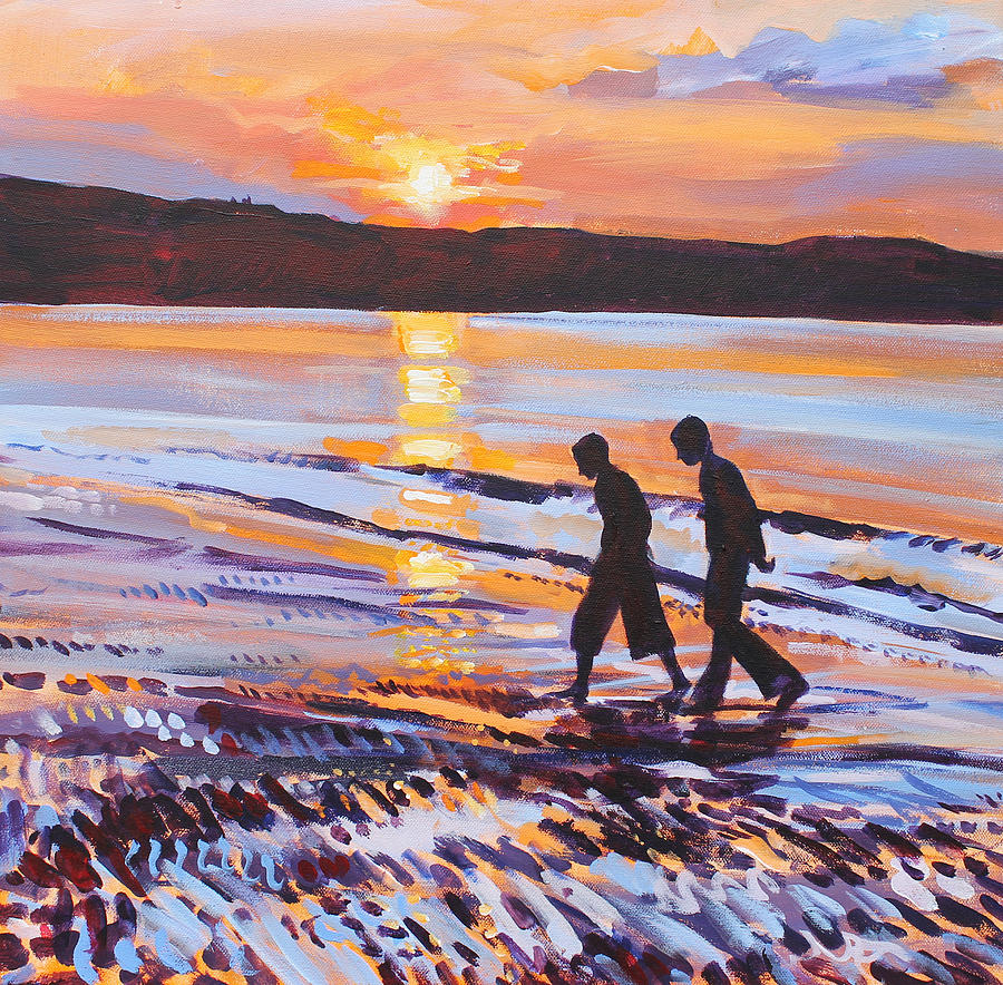 Two Friends on the Beach Painting by David Pott - Pixels