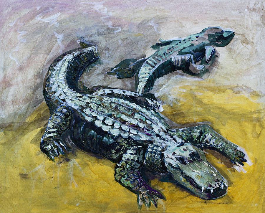 Animal Painting - Two Gators by Robert Sutton