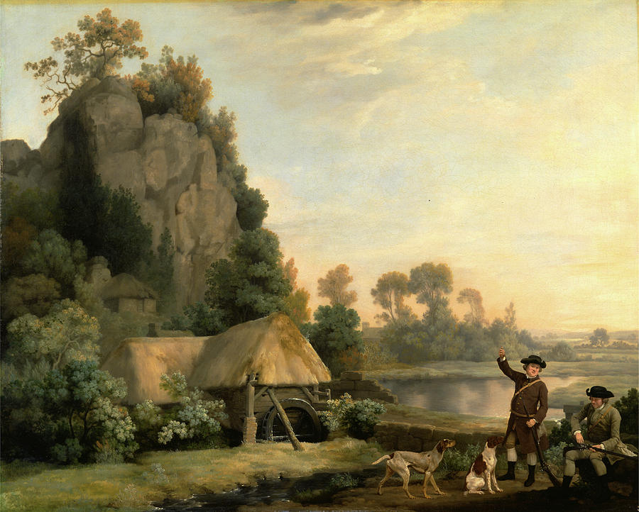 George Stubbs Painting - Two Gentlemen Going A Shooting, With A View Of Creswell by Litz Collection