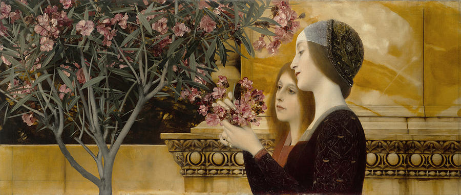 Two Girls With Oleander Painting by Celestial Images