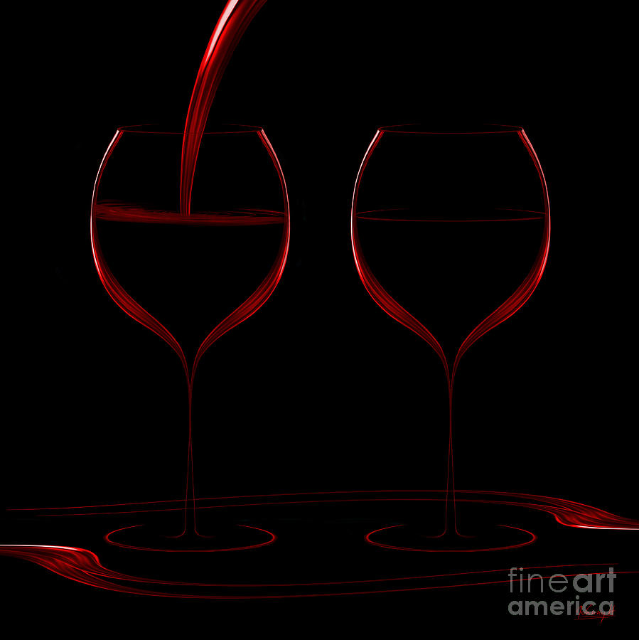 Two glass red Digital Art by Johnny Hildingsson