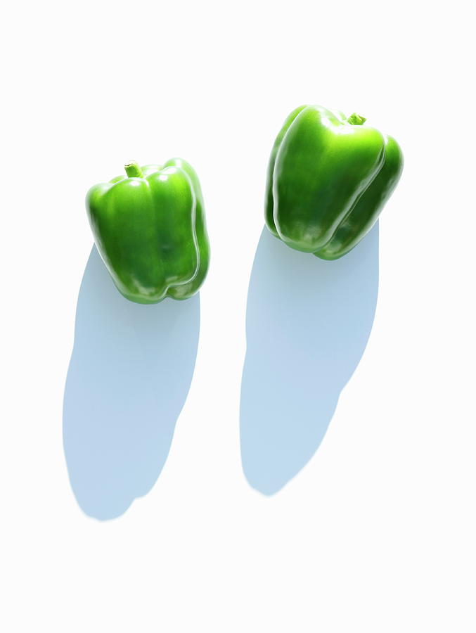 Two Green Bell Peppers Photograph by Sot