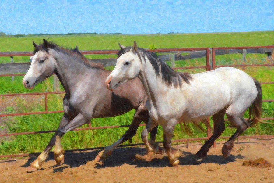 Two Grey Welsh Ponies Painting by Dean Wittle