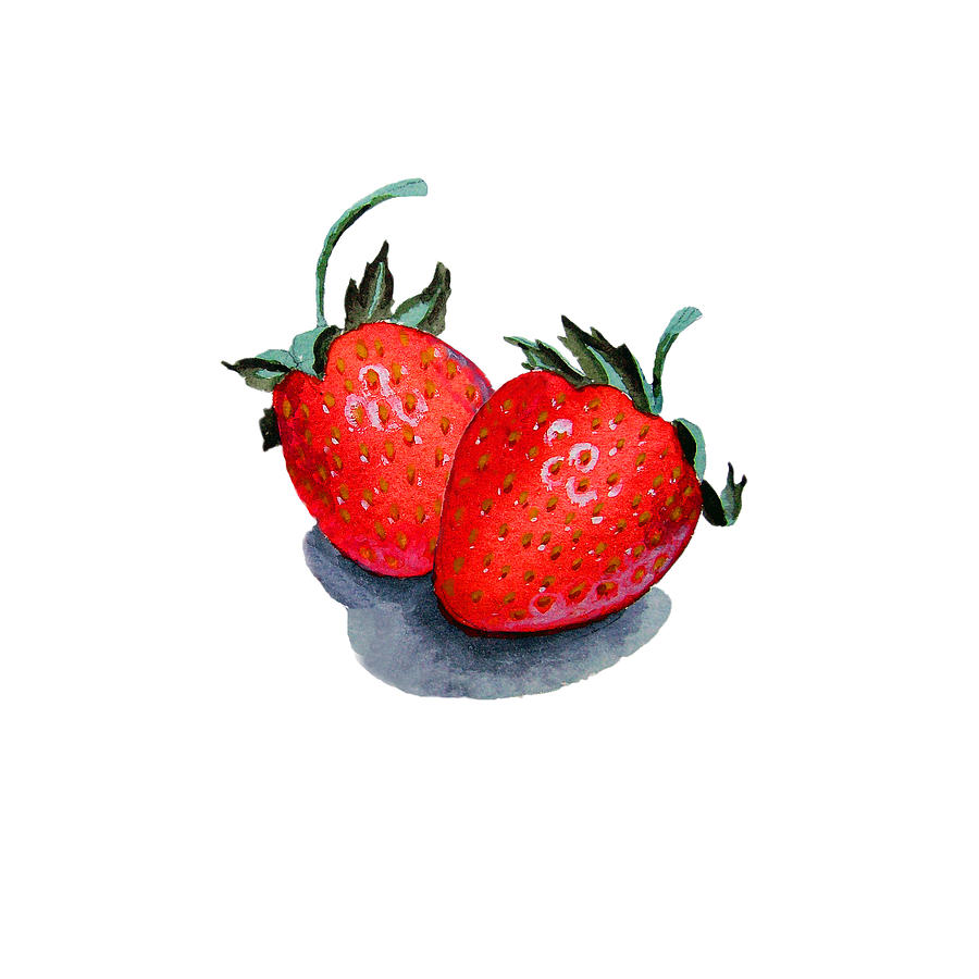 Two Happy Strawberries Painting by Irina Sztukowski