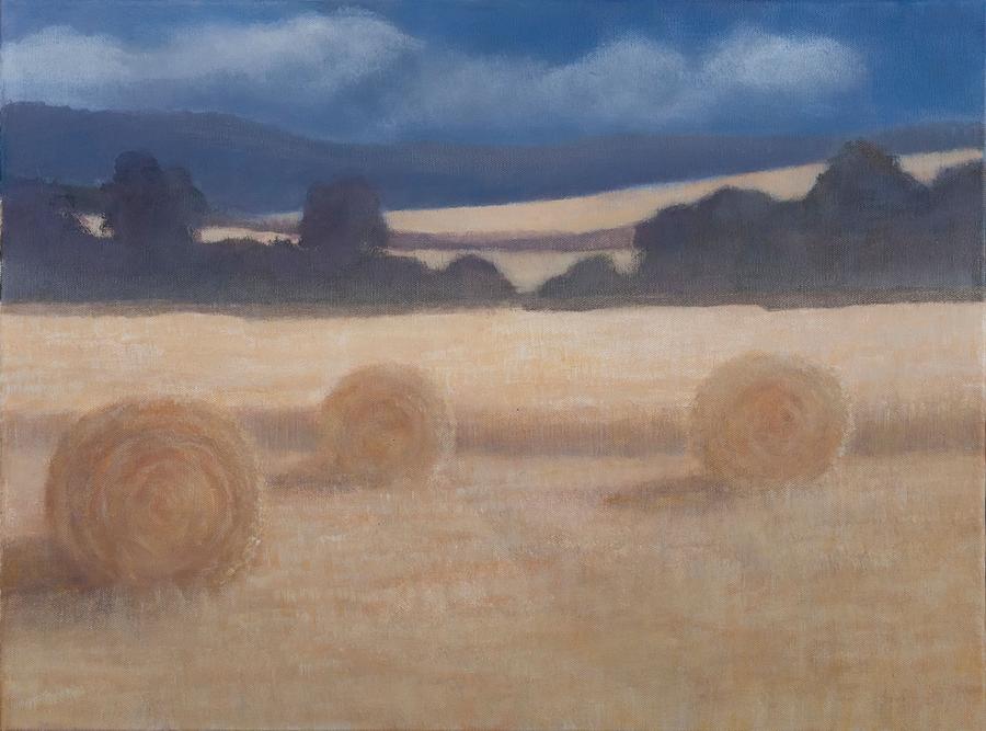 Hay Photograph - Two Hay Bales, 2012 Acrylic On Canvas by Lincoln Seligman