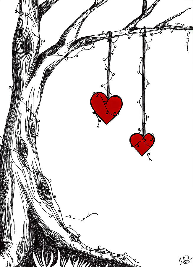 Two Hearts But One Love Drawing by Melissa Smith