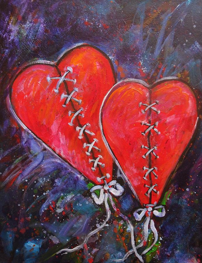 Two Hearts Painting by Carol Suzanne Niebuhr