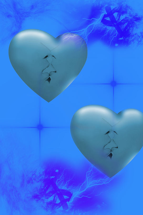 Two hearts together on Valentines Day  Digital Art by Angel Jesus De la Fuente