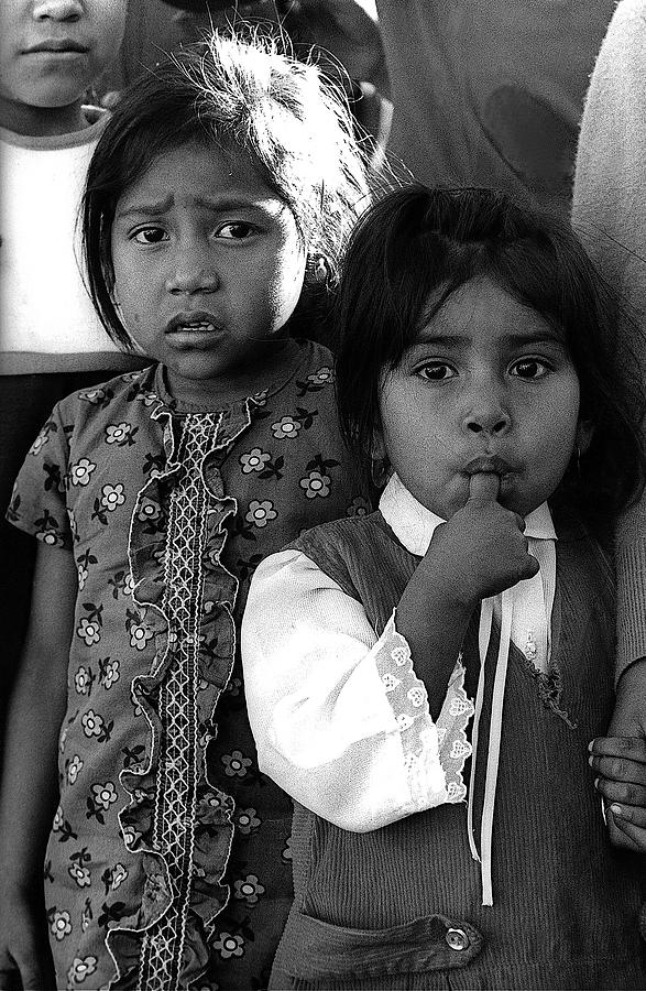 Two Hispanic girls El Rio Park Tucson Arizona 1971 Photograph by David Lee Guss