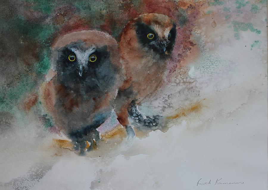 Two Hoots Painting by Ruth Kamenev