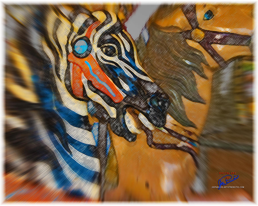 Two Horses on a Carousel Digital Art by Joe Paradis