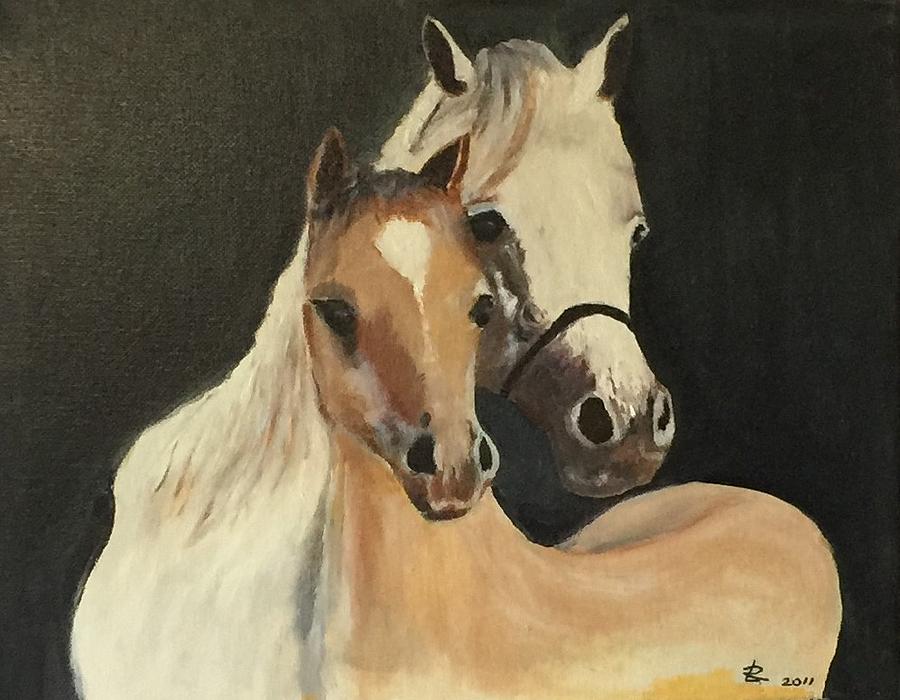 Two Horses Painting by Ryszard Ludynia
