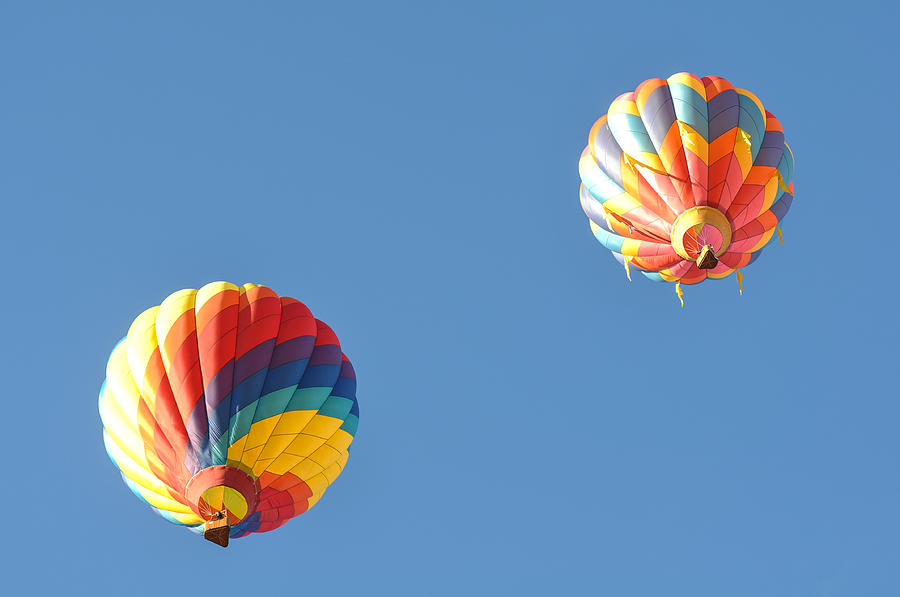 Two Hot Air Balloons competing in Reno Great Race Photograph by Brandon Bourdages