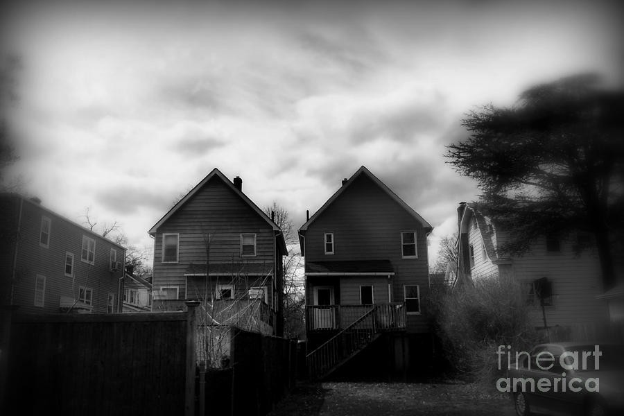 Two Old Houses - Black and White Photograph by Miriam Danar