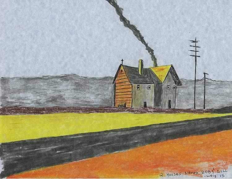 Architecture Drawing - Two Houses named Lill and Bob by Robert Wittig