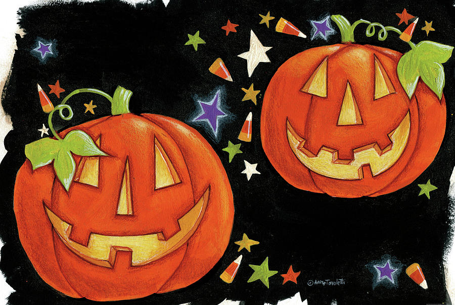 Candy Painting - Two Jack O Lanterns by Anne Tavoletti