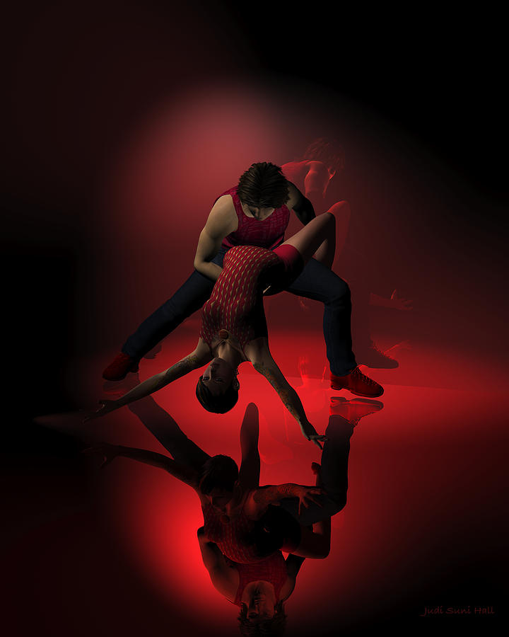 Two Jazz Dancers in Red Digital Art by Judi Suni Hall