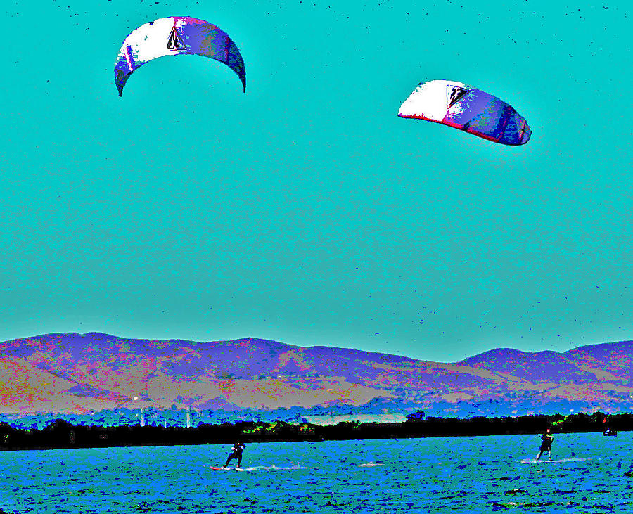 Sacramento River Delta Photograph - Two Kite Sailors by Joseph Coulombe