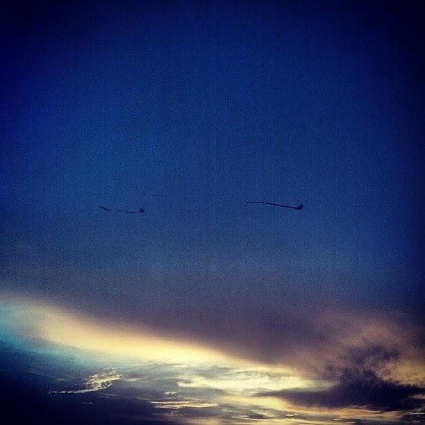 Beach Photograph - Two Kites In The Evening Sky #panambur by Nameet Potnis