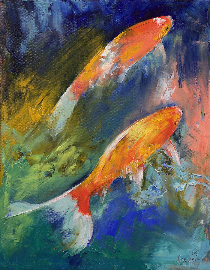 Two Koi Fish Painting by Michael Creese