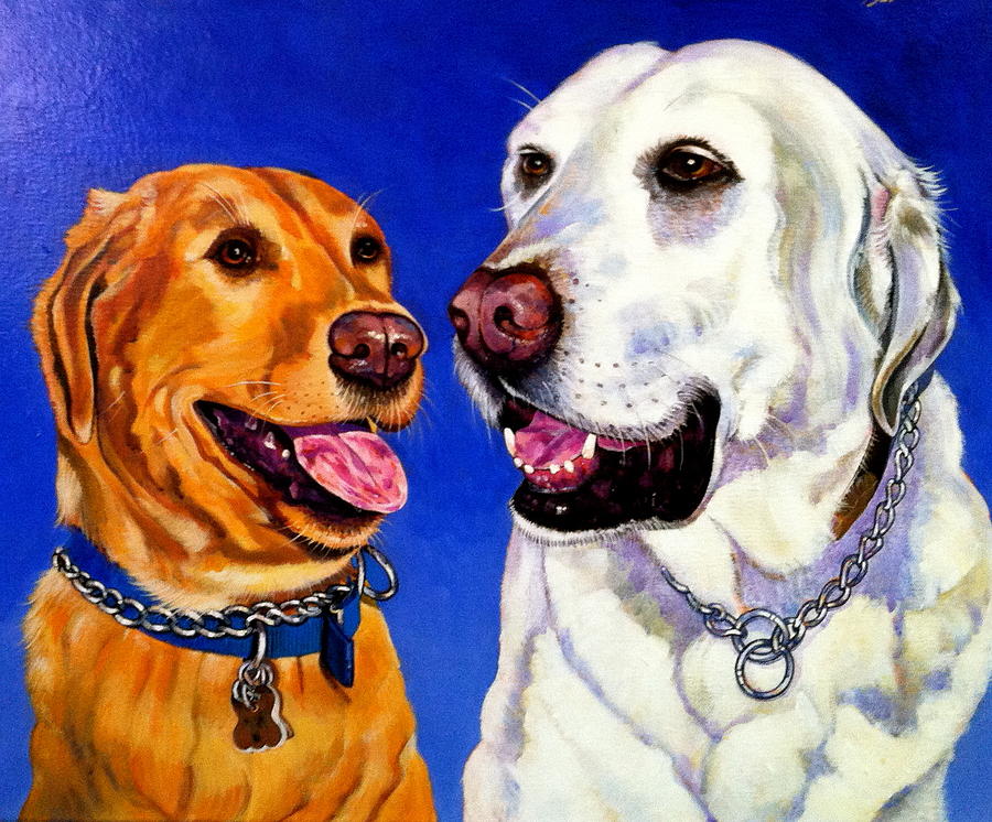 Two Labs Painting by Bob Coonts