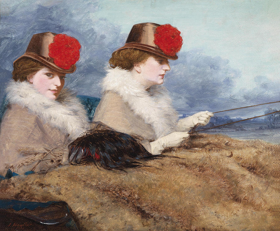 Two ladies in a carriage ride Painting by James Hayllar