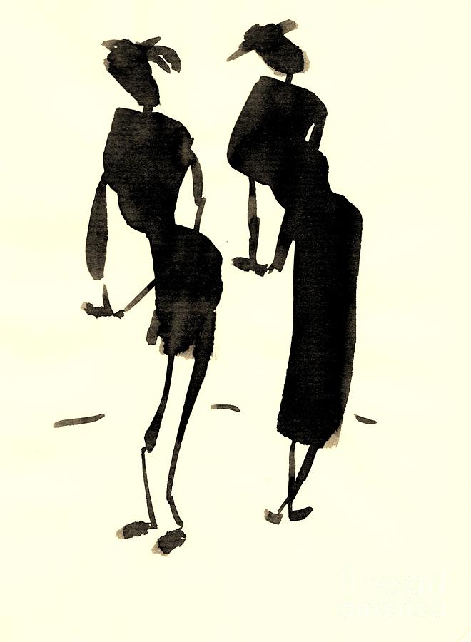 Two ladies Drawing by Karina Plachetka
