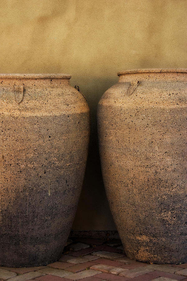 Jar Photograph - Two Large Garden Urns by Carol Leigh