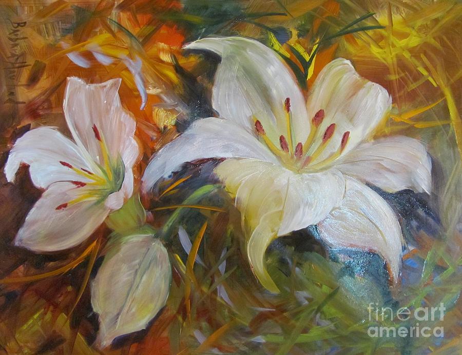 Two Lilies Painting by Barbara Haviland