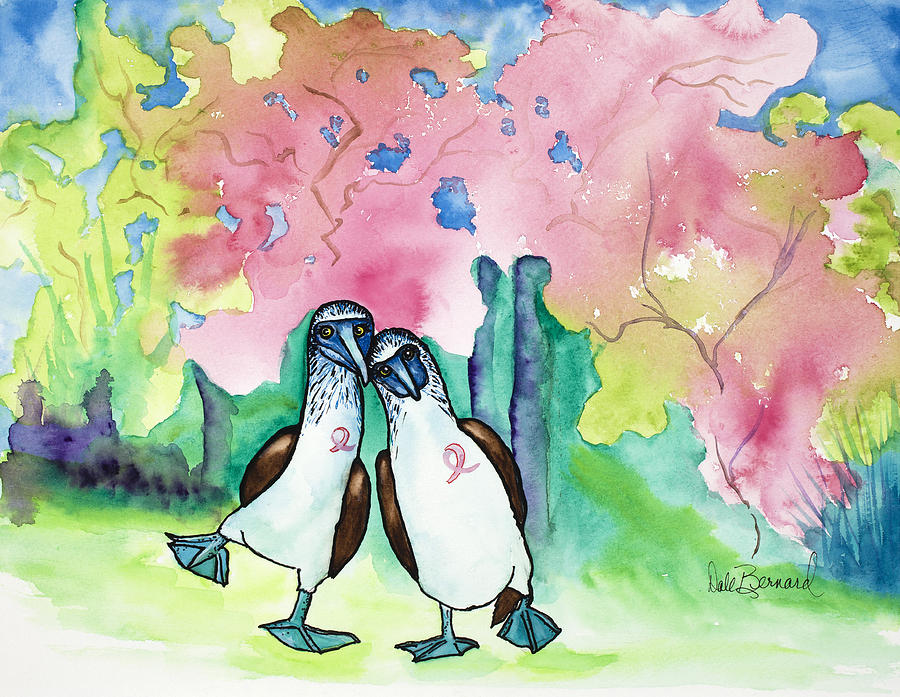 Two Little Boobies Support Breast Cancer Awareness Week Painting by Dale Bernard