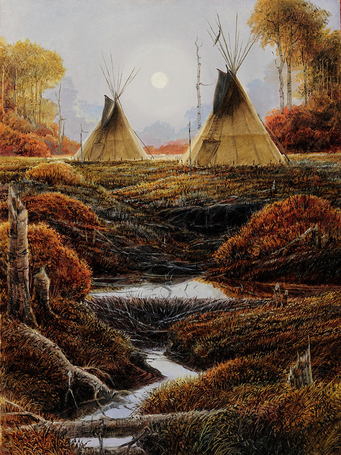 Two Lodges Painting by Steve Spencer