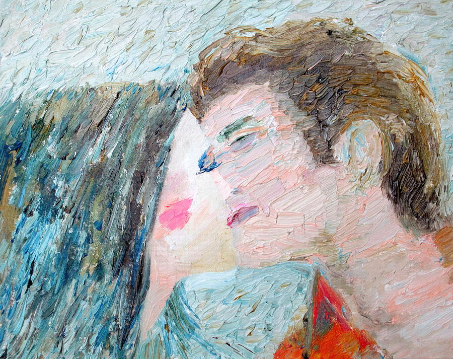 Portrait Painting - Two Lovers Kissing by Fabrizio Cassetta
