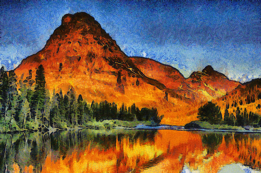 Glacier National Park Digital Art - Two Medicine Sunrise - Digital Painting by Mark Kiver