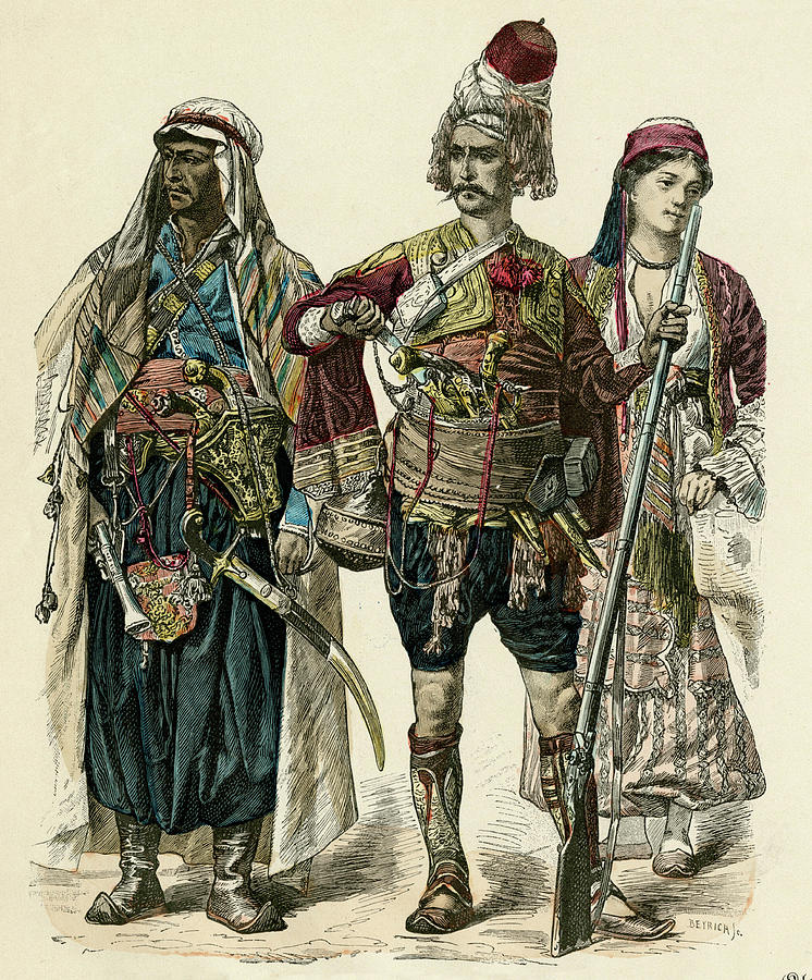 Two Men And A Woman From Lebanon Drawing by Mary Evans Picture Library ...