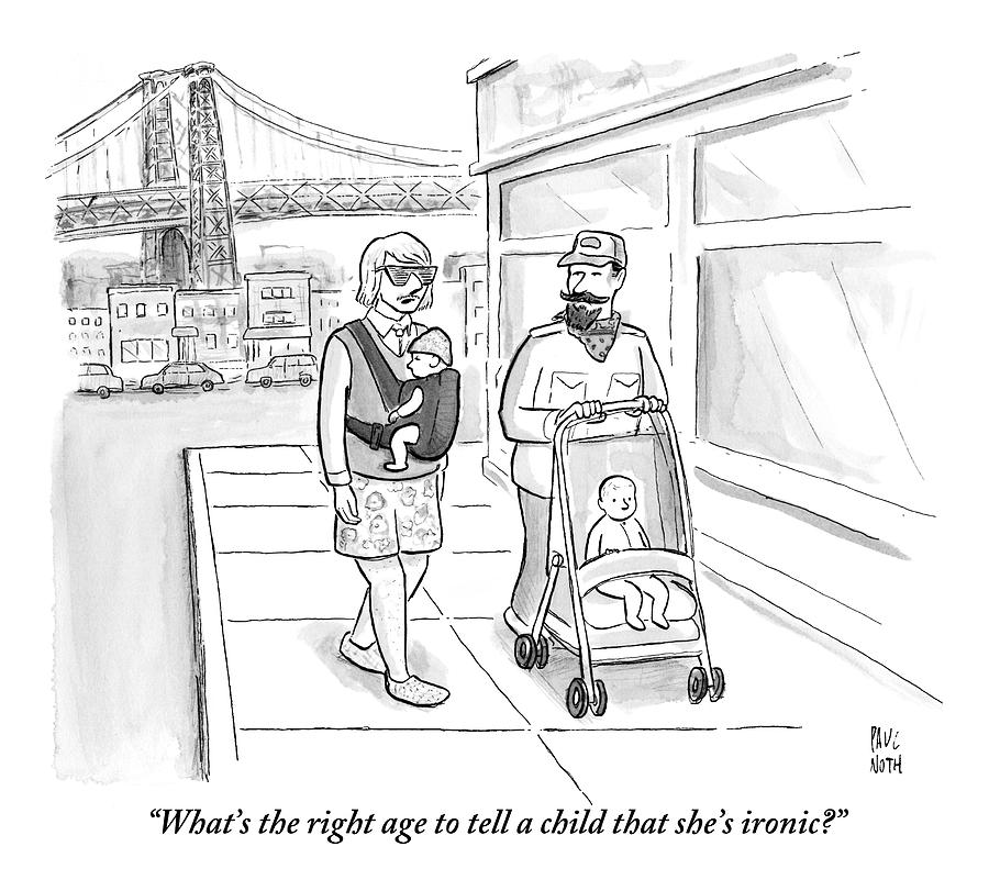 Two Men Are Wearing Ironic Clothes And Walking Drawing by Paul Noth