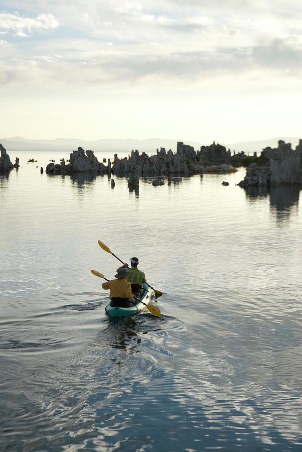 Adventure Photograph - Two Men Kayaking On Mono Lake by Kennan Harvey