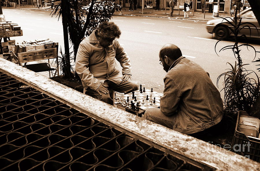Chess Photograph - Two men playing chess  by Gonzalo Teran