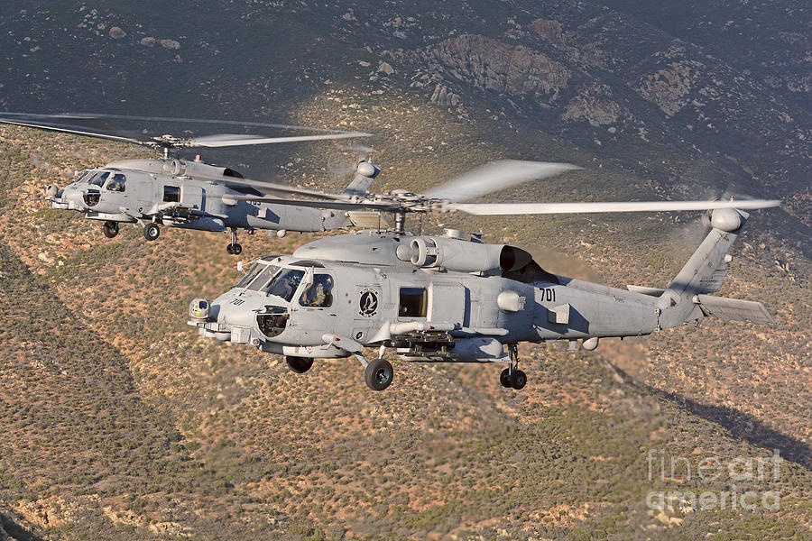 Two Mh-60 Helicopters Of The U.s. Navy Photograph by Phil Wallick