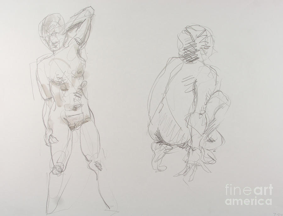 Nude Drawing - Two minute Gesture by Andy Gordon