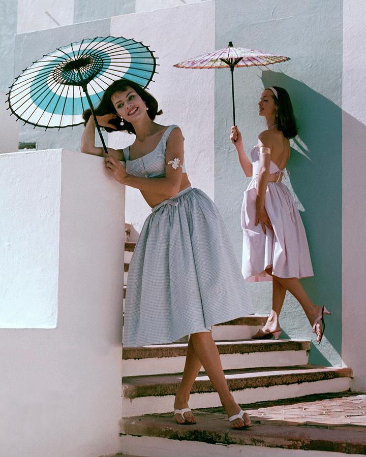 Two Models Posing With Parasols Photograph by Frances Mclaughlin-Gill