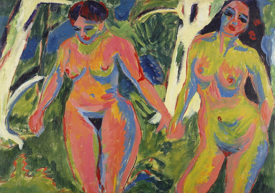 Nude Painting - Two Nude Women in a Wood by Ernst Ludwig Kirchner