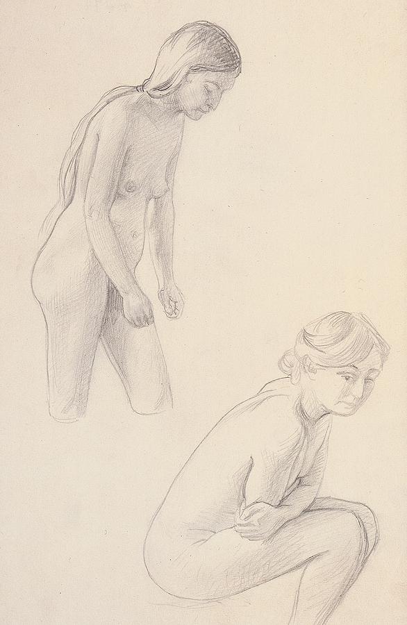 Nude Drawing - Two nudes  by Felix Vallotton
