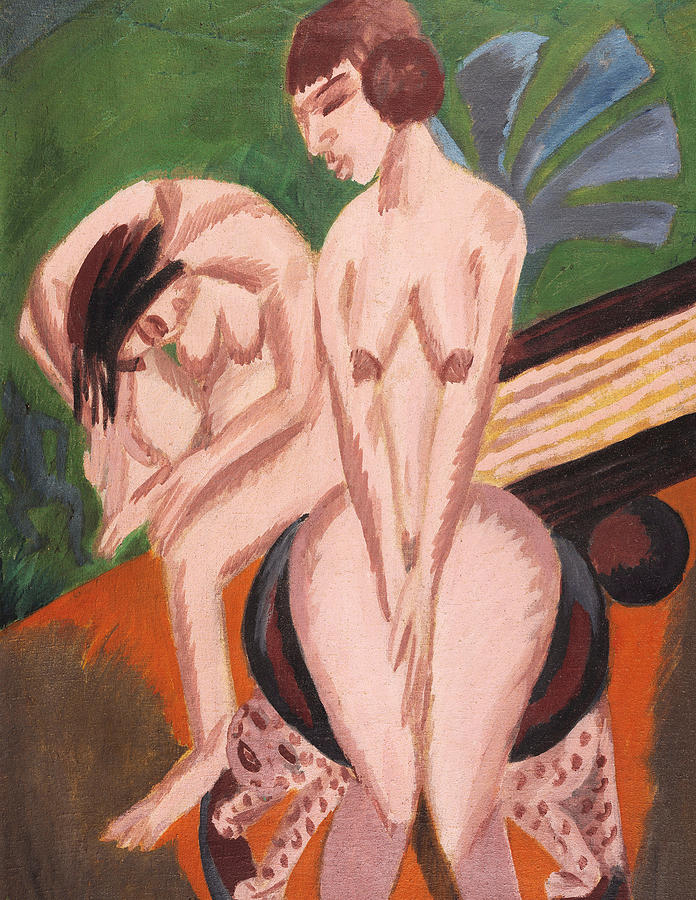 Nude Painting - Two Nudes in the Room by Ernst Ludwig Kirchner