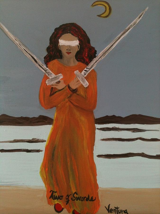 Two of Swords - Blind Instinct Painting by Clare Ventura