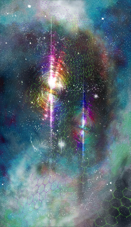 Two of Wands/Stars - Artwork for the Science Tarot Digital Art by Janelle Schneider