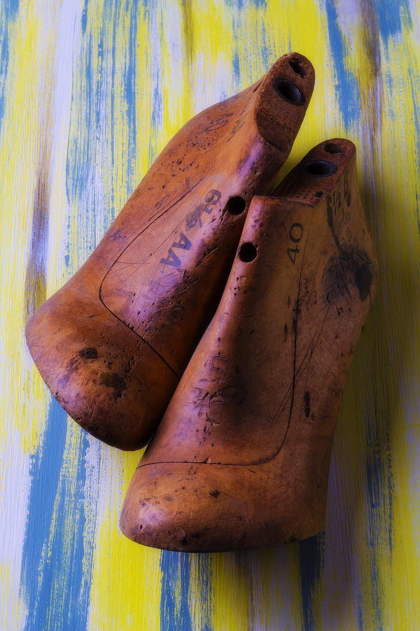 Two old shoe forms Photograph by Garry Gay